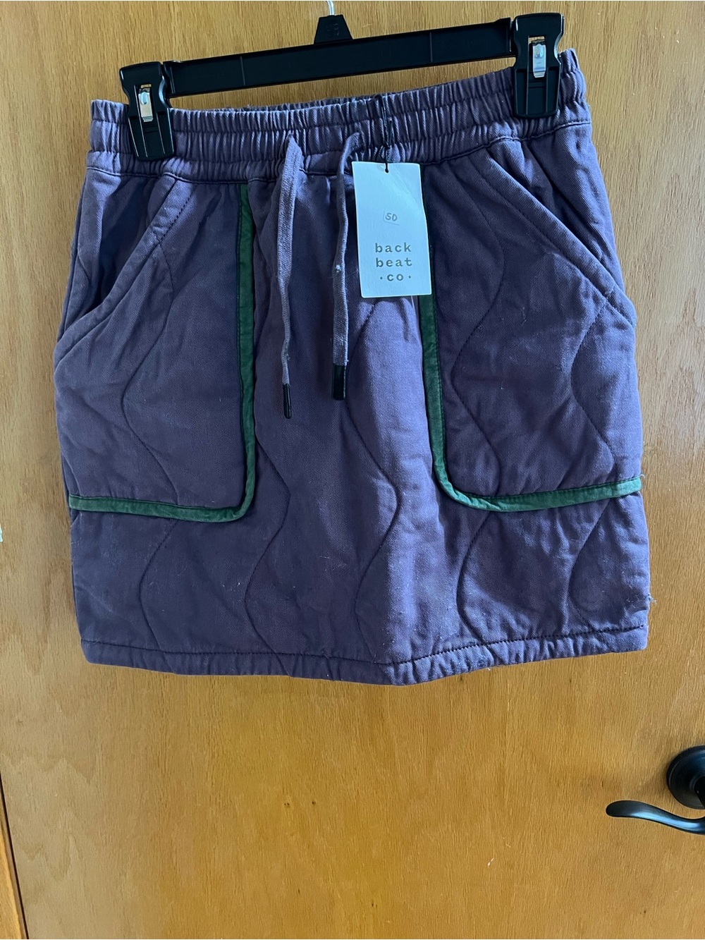 Back Beat Co. Quilted Purple Mini Skirt with Green Trim